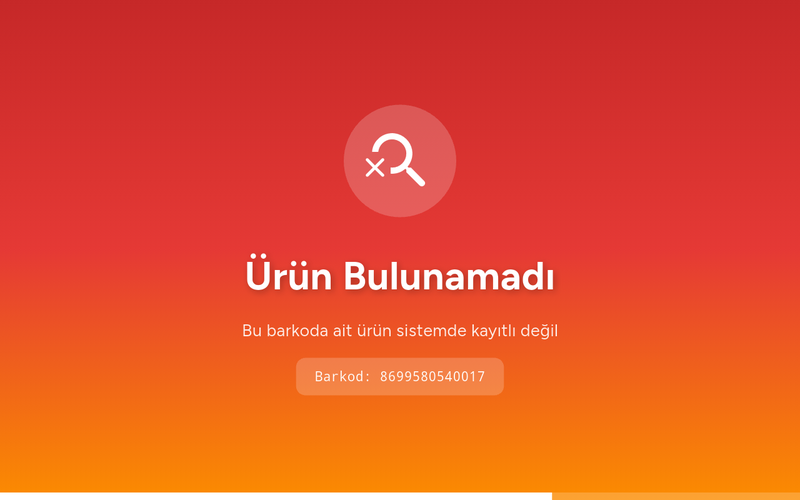 Fiyat gör cihazında ürün bulunamadı ekranı: okutulan barkodun veritabanında karşılığı yok