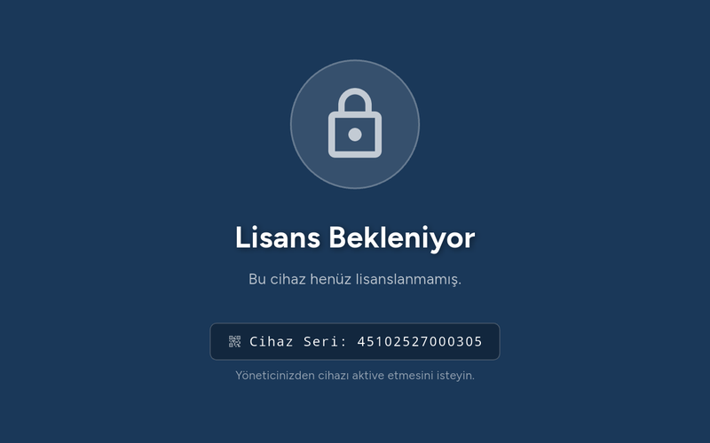 fiosk lisans bekleme ekranı