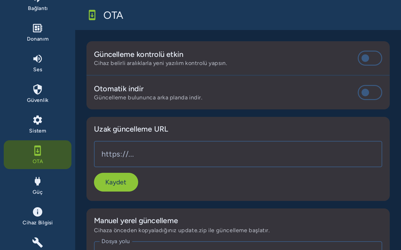 fiosk Launcher OTA güncelleme ekranı